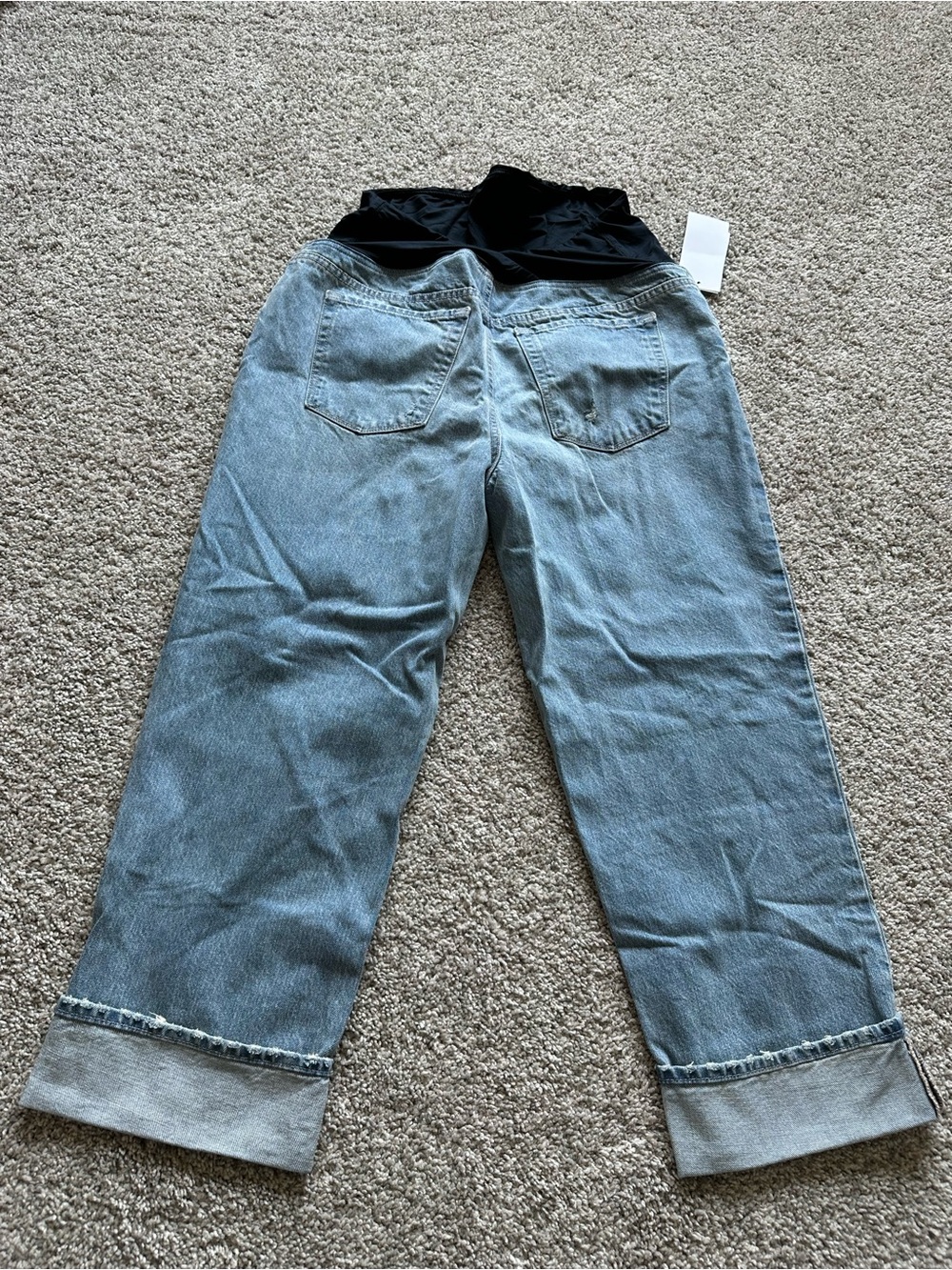 Vintage Light Blue Relaxed Maternity Jeans with Black Waist Panel - Picture 2 of 3